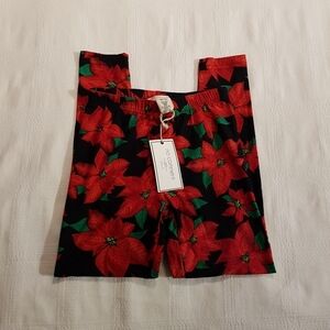 No Comment girls size 7/8 Pointsettia leggings holiday wear